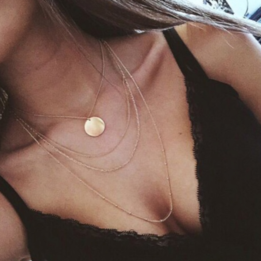Gold Multilayer Choker Minimalist Necklace
